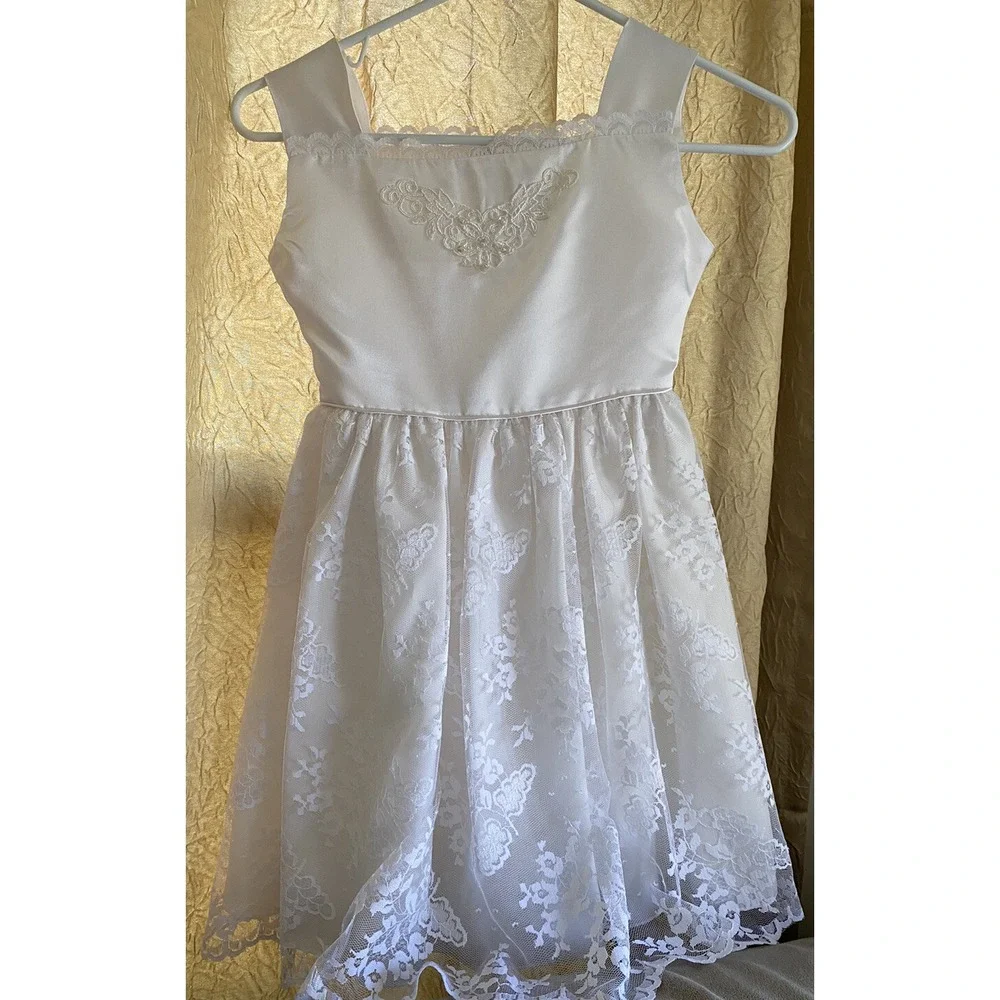 Vtg Elissa Craig International Flower Girl Dress Communion Lace Purse Sz 7 Flaw